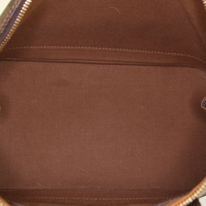 Bolso de mano Louis Vuitton Alma modelo pequeño en lona a cuadros ébano y cuero marrón - Detail D3