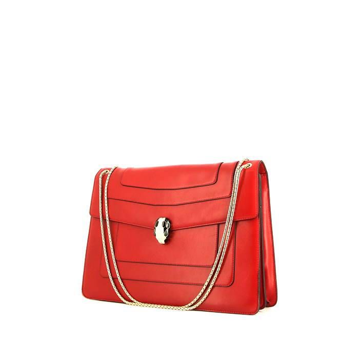 Bulgari Serpenti bag worn on the shoulder or carried in the hand in red leather - 00pp