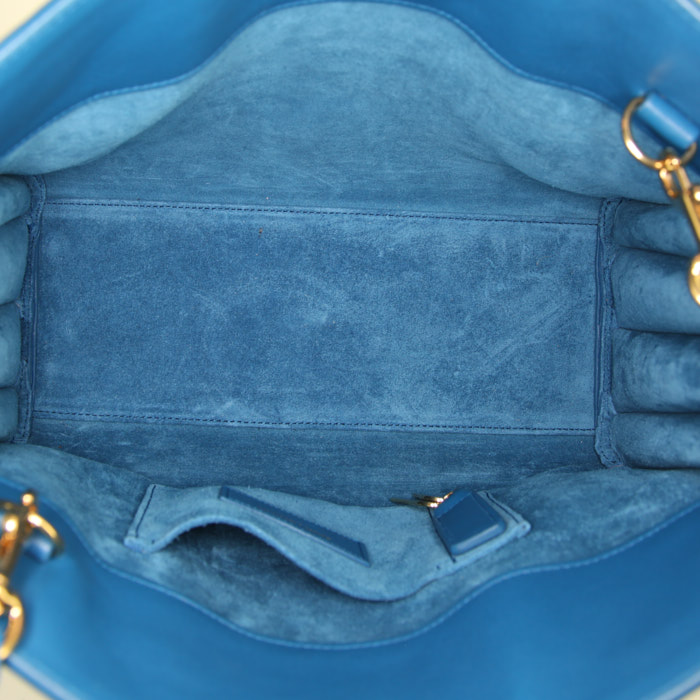 Borsa a tracolla Saint Laurent Sac de jour piccola in pelle blu - Detail D3
