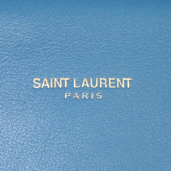 Borsa a tracolla Saint Laurent Sac de jour piccola in pelle blu - Detail D4