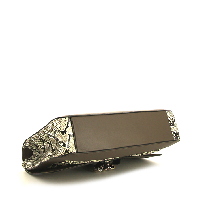 Sac bandoulière Christian Louboutin en python gris et cuir gris - Detail D5