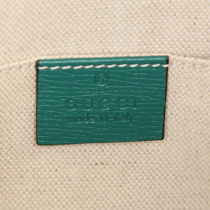 Borsa Gucci Bamboo in pelle verde con decoro floreale e bambù - Detail D4
