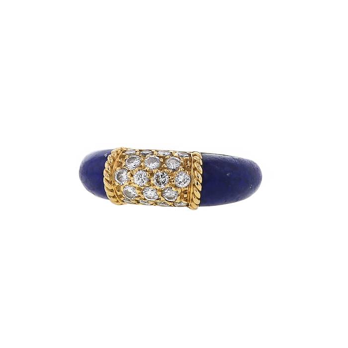 Bague années 60 Van Cleef & Arpels Philippine en or jaune,  lapis-lazuli et diamants (taille 46) - 00pp