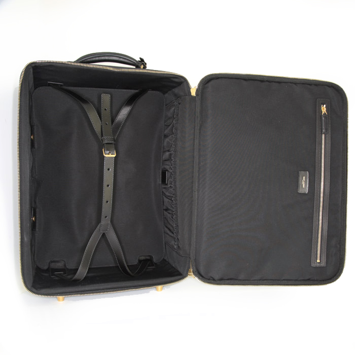 Saint Laurent suitcase in black canvas and leather - Detail D2