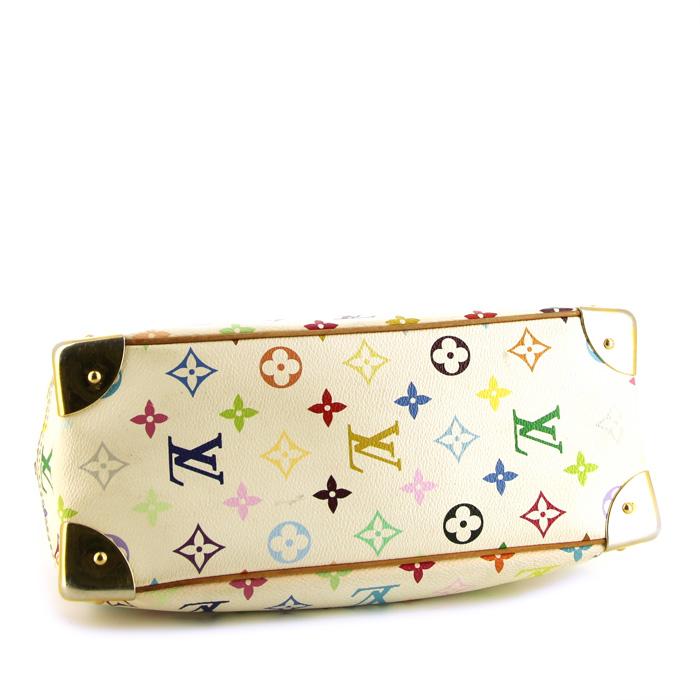 Louis Vuitton Trouville handbag in white multicolor monogram canvas and natural leather - Detail D4