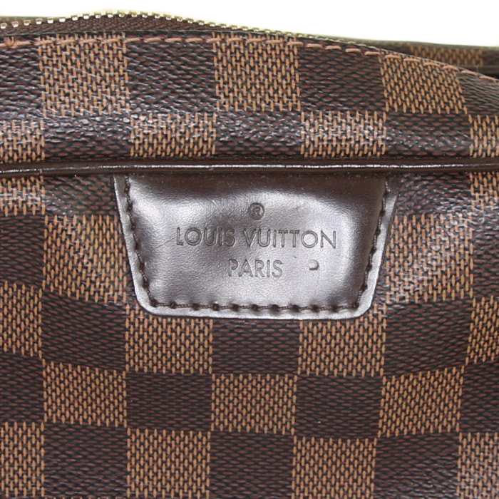 Sac porté épaule Louis Vuitton Rivington en toile damier ébène et cuir marron - Detail D3