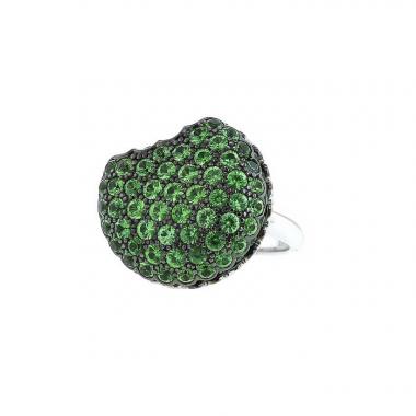 Anello Boucheron Tentation Macaron modello grande in oro bianco e Tsavorite