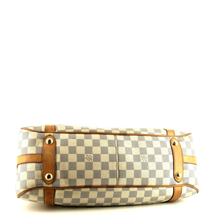 Borsa a spalla Louis Vuitton Stresa in tela a scacchi e pelle naturale - Detail D4