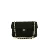 Chanel handbag in grey canvas and black jersey - 360 thumbnail