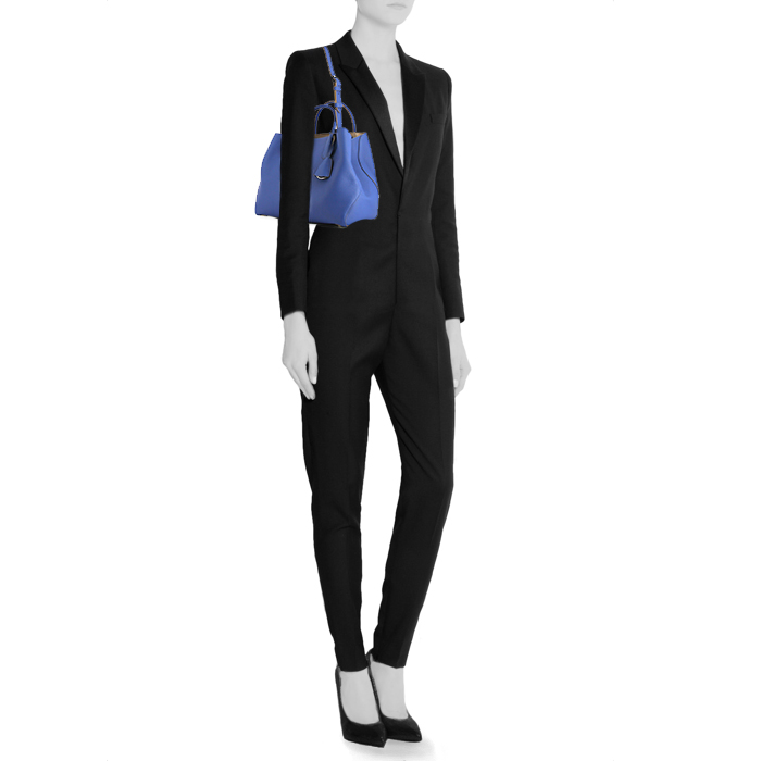 Shopping bag Dior Open Bar in pelle blu - Detail D2