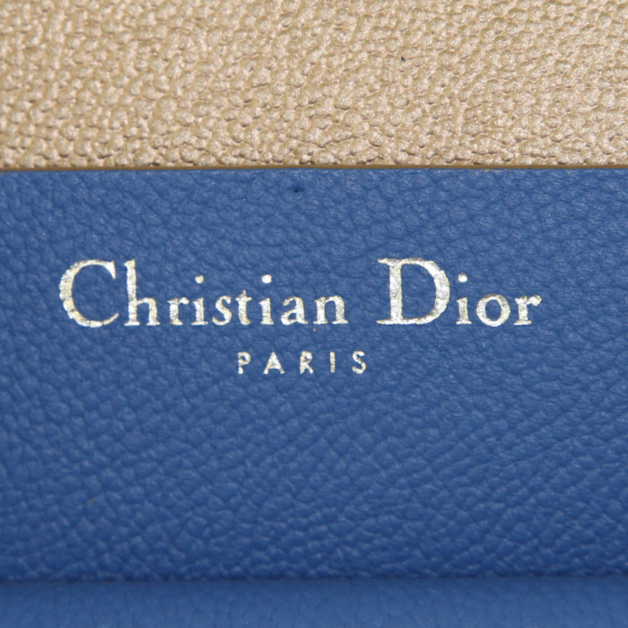 Shopping bag Dior Open Bar in pelle blu - Detail D4