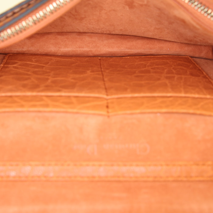 Bolso bandolera Dior J'Adior Wallet on Chain en cuero granulado naranja - Detail D2