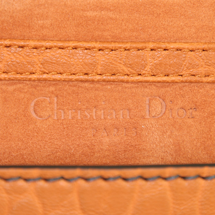 Sac bandoulière Dior J'Adior Wallet on Chain en cuir grainé orange - Detail D3