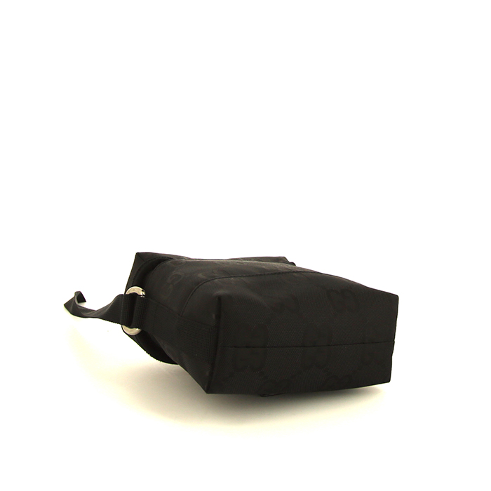 Sac bandoulière Gucci Off The Grid en toile monogram noire et cuir noir - Detail D4