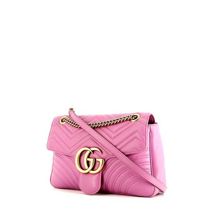 Gucci GG Marmont large model shoulder bag in pink quilted leather - 00pp