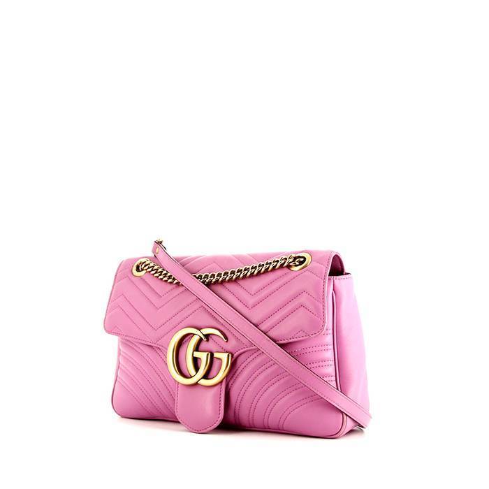 Gucci GG Marmont large model shoulder bag in pink quilted leather