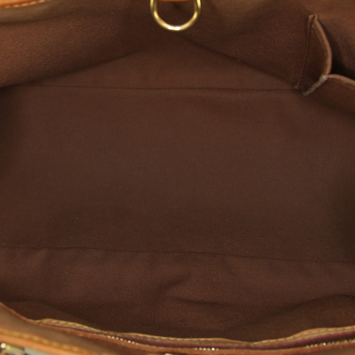Shopping bag Louis Vuitton Batignolles in tela monogram marrone e pelle naturale - Detail D2