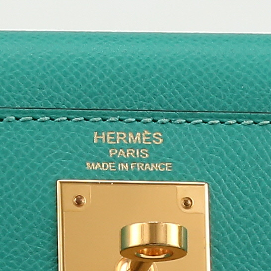 Bolso Hermès Kelly de 28 cm en piel Epsom Verde Jade - Detail D2