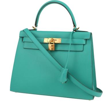 Bolso de mano Hermès  Kelly 28 cm en cuero epsom Vert Jade