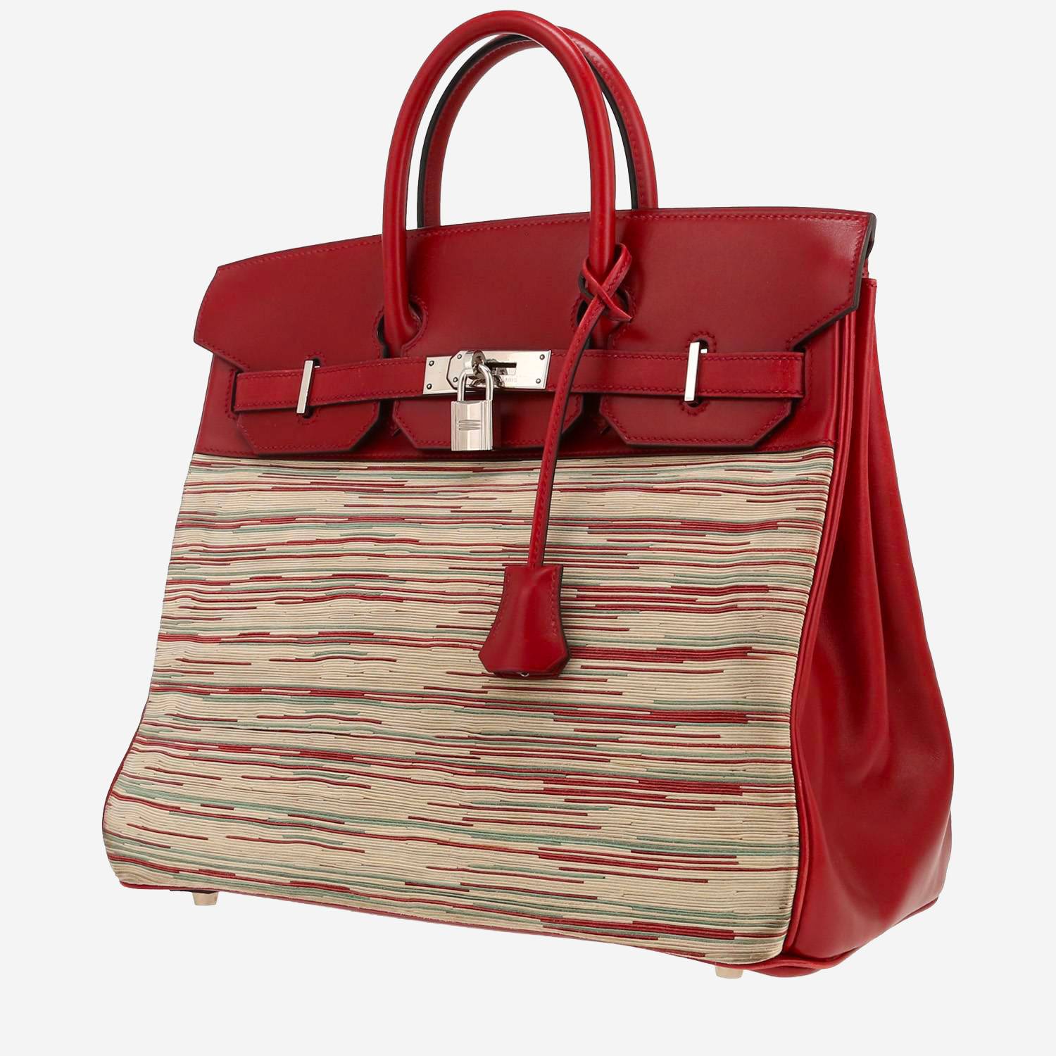 Borsa Hermes Haut à Courroies in pelle bordeaux e pelle vibrato beige