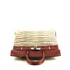 Hermes Haut à Courroies handbag in burgundy leather and beige vibrato leather - 360 Front thumbnail