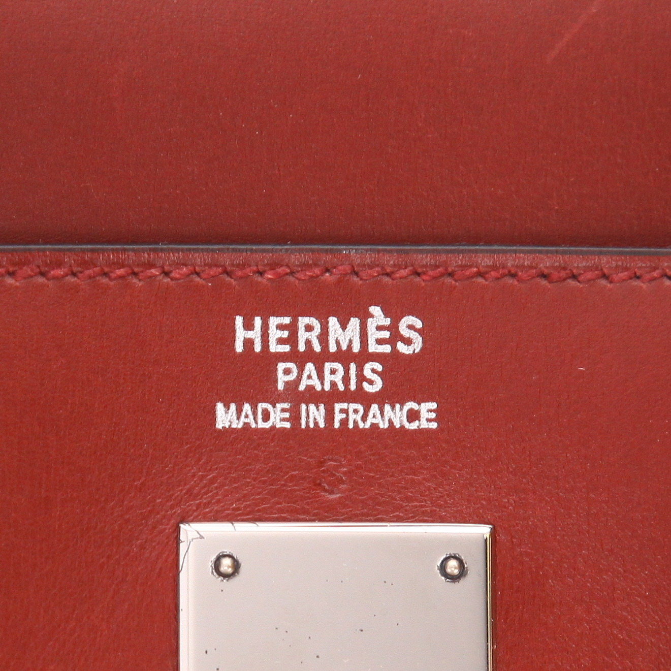Sac à main Hermes Haut à Courroies en cuir bordeaux et cuir vibrato beige - Detail D2