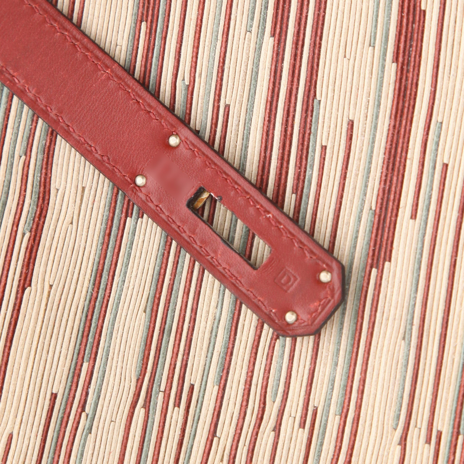 Borsa Hermes Haut à Courroies in pelle bordeaux e pelle vibrato beige - Detail D4