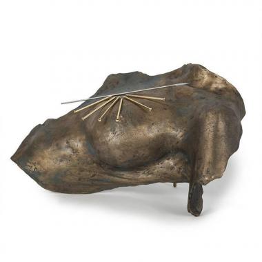 TAKIS, "Magnetic evidence" sculpture, in golden patinated bronze, Artcurial edition, signed, numbered and stamped, with its certificate of authenticity and its original box, designed in 1983, edition of 1991