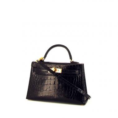 Bolso de mano Hermès Kelly 20 cm en aligátor negro