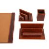 Hermès, rare and complete office set, in varnished walnut root wood and leather, with H marquetry decoration, signed, of the end of 1980's - 00pp thumbnail