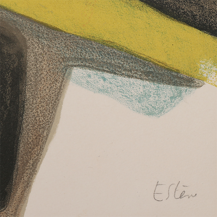 Maurice Estève, "Matinailles", lithograph in colors on paper, signed, numbered and framed, of 1956