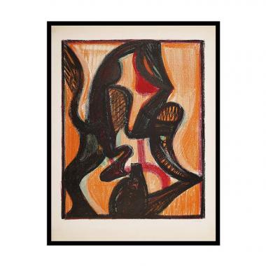 Jean-Michel Atlan, "Orient", lithographie en couleurs sur papier, signée et encadrée, de 1957