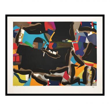 Maurice Estève, "Rivanoir", lithographie en couleurs sur papier, signée, numérotée et encadrée, de 1969