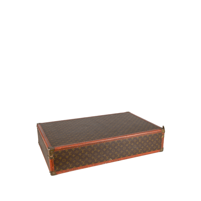 Louis Vuitton Alcaraz 80 suitcase in monogram canvas and brown lozine (vulcanised fibre) - Detail D3