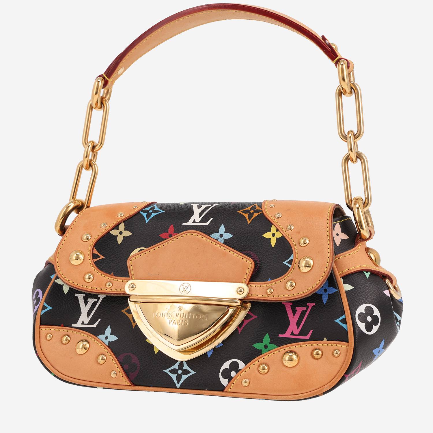Sac à main Louis Vuitton Louis Vuitton Editions Limitées en toile monogram multicolore et noire et cuir naturel