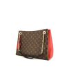 Shopping bag Louis Vuitton Surène in tela monogram marrone e pelle rosso ciliegia - 00pp thumbnail