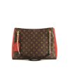 Shopping bag Louis Vuitton Surène in tela monogram marrone e pelle rosso ciliegia - 360 thumbnail