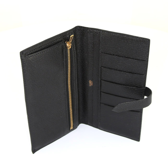 Billetera Hermès Béarn en cuero Mysore negro - Detail D2