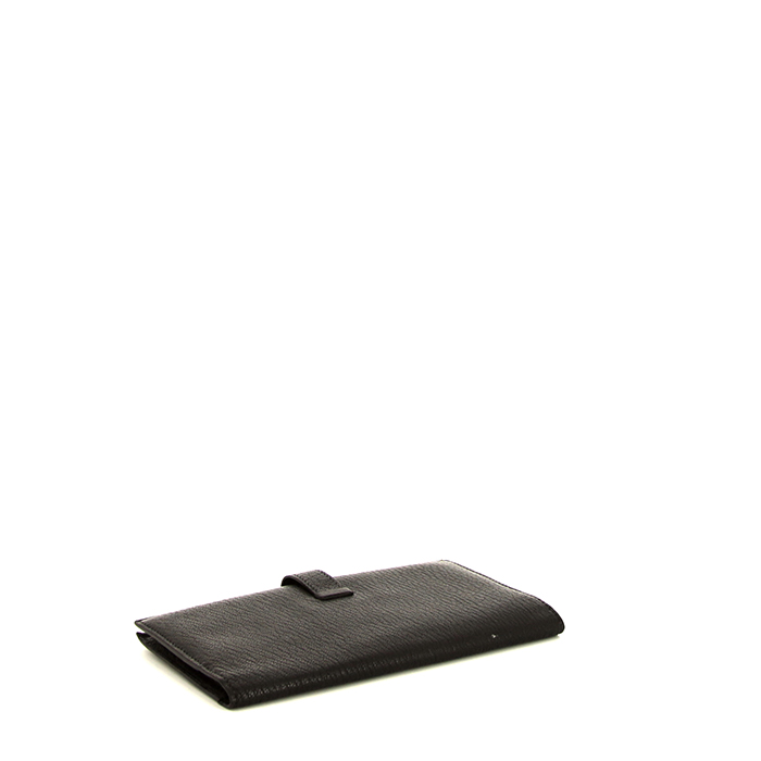 Billetera Hermès Béarn en cuero Mysore negro - Detail D4