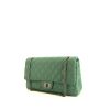 Chanel 2.55 large model shoulder bag in green quilted jersey - 00pp thumbnail