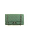 Chanel 2.55 large model shoulder bag in green quilted jersey - 360 thumbnail