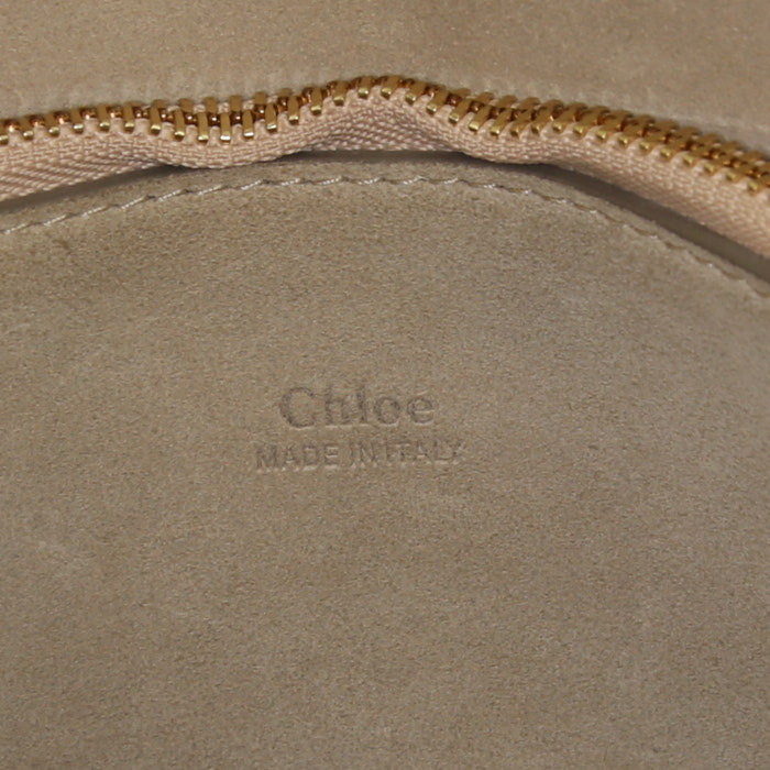 Sac bandoulière Chloé Faye en cuir gris et daim gris - Detail D3