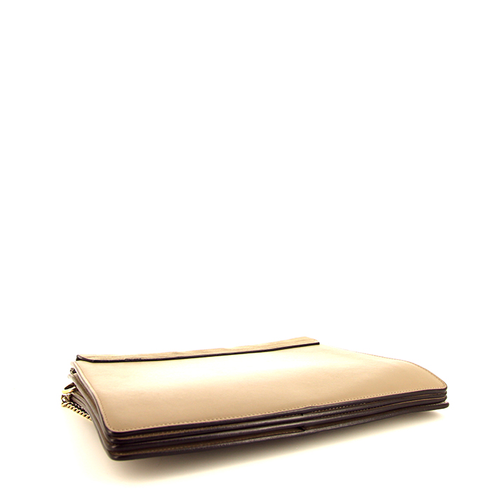 Bolso bandolera Chloé Faye en cuero gris y ante gris - Detail D4