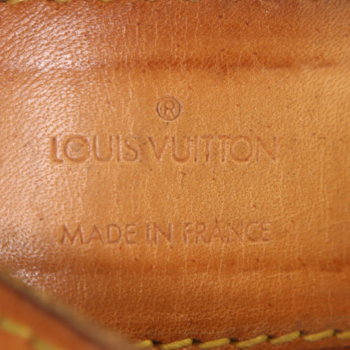 Louis Vuitton Keepall 60 cm travel bag in brown monogram canvas and natural leather - Detail D4