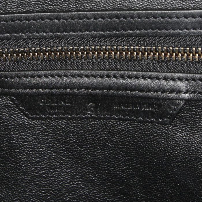 Sac à main Celine Luggage Mini en cuir tricolore bleu noir et marron - Detail D3