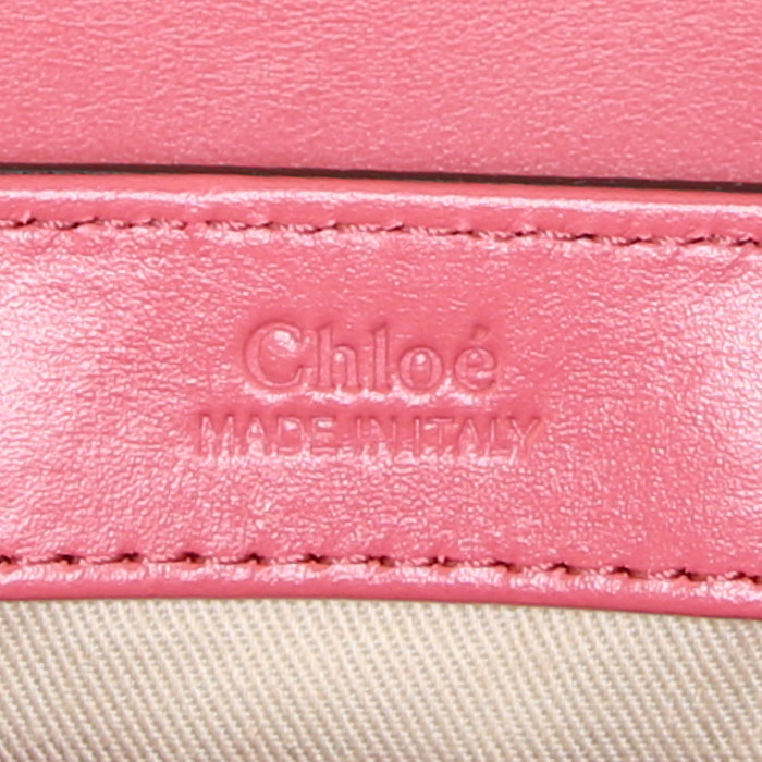 Bolso bandolera Chloé C en cuero rosa y rojo - Detail D4