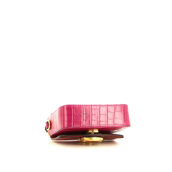 Bolso bandolera Chloé C en cuero rosa y rojo - Detail D5