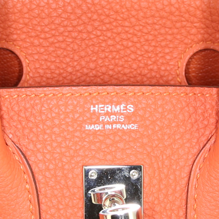 Borsa Hermes Birkin 25 cm in pelle togo arancione - Detail D3