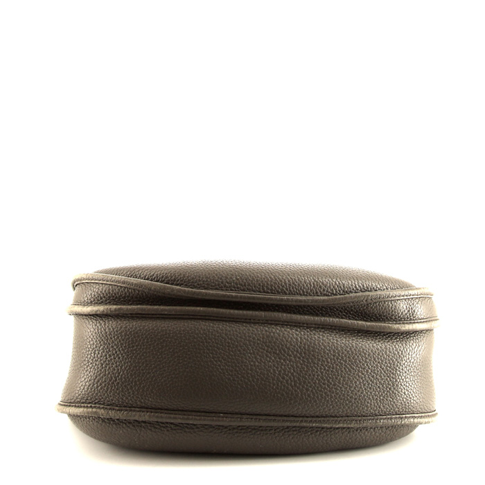 Sac bandoulière Hermes Evelyne petit modèle en cuir togo étoupe - Detail D4