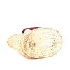 Loewe Basket bag shopping bag in beige raphia and brown leather - Detail D5 thumbnail